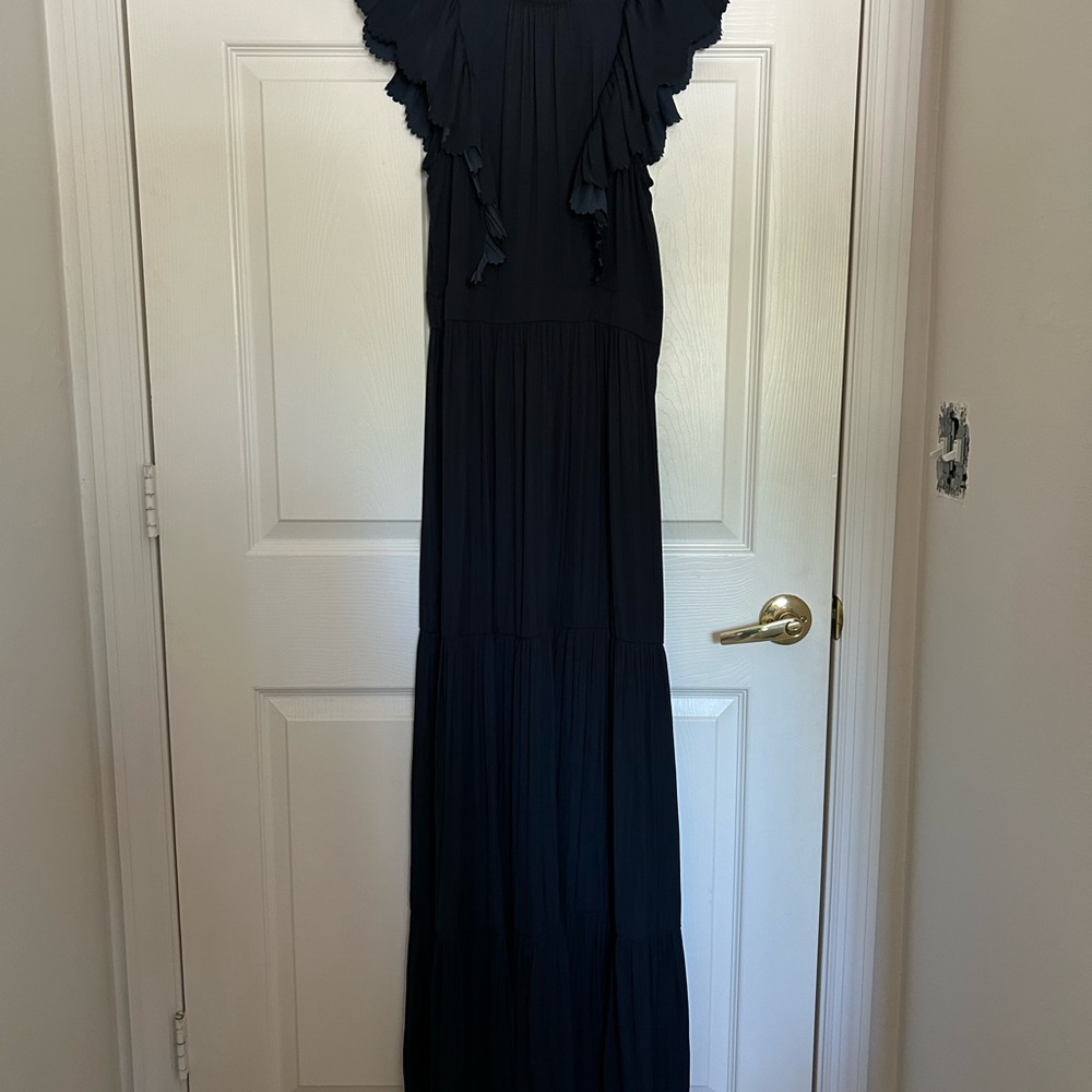 Elegant Black Ruffled Maxi Dress